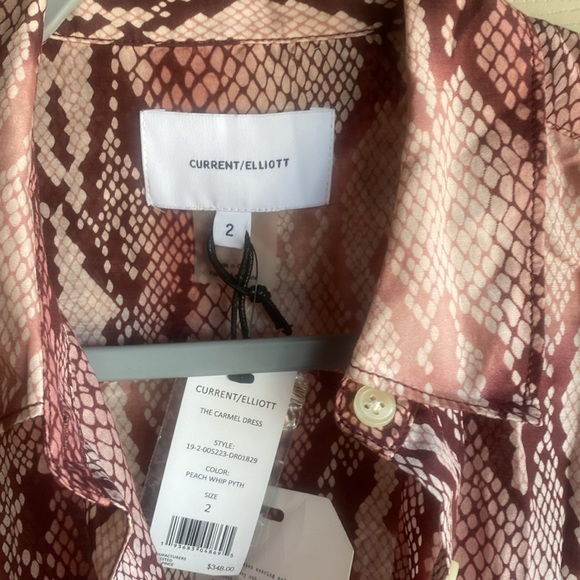 Current Elliott NWT Carmel Python Print Slip & Belted Long Sleeve Dress sz 2 - Picture 5 of 15